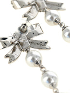Self-Portrait Crystal Bow Pearl Droplet Earrings