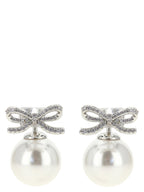 Self-Portrait Crystal Bow Pearl Back Earrings