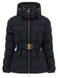 Elisabetta Franchi Belted Down Jacket With Logo Buckle