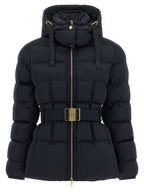 Elisabetta Franchi Belted Down Jacket With Logo Buckle