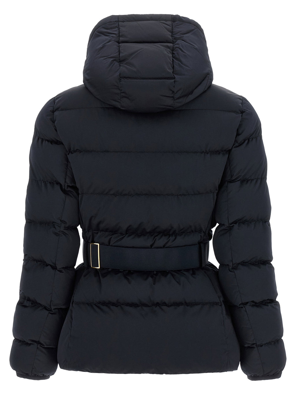 Elisabetta Franchi Belted Down Jacket With Logo Buckle