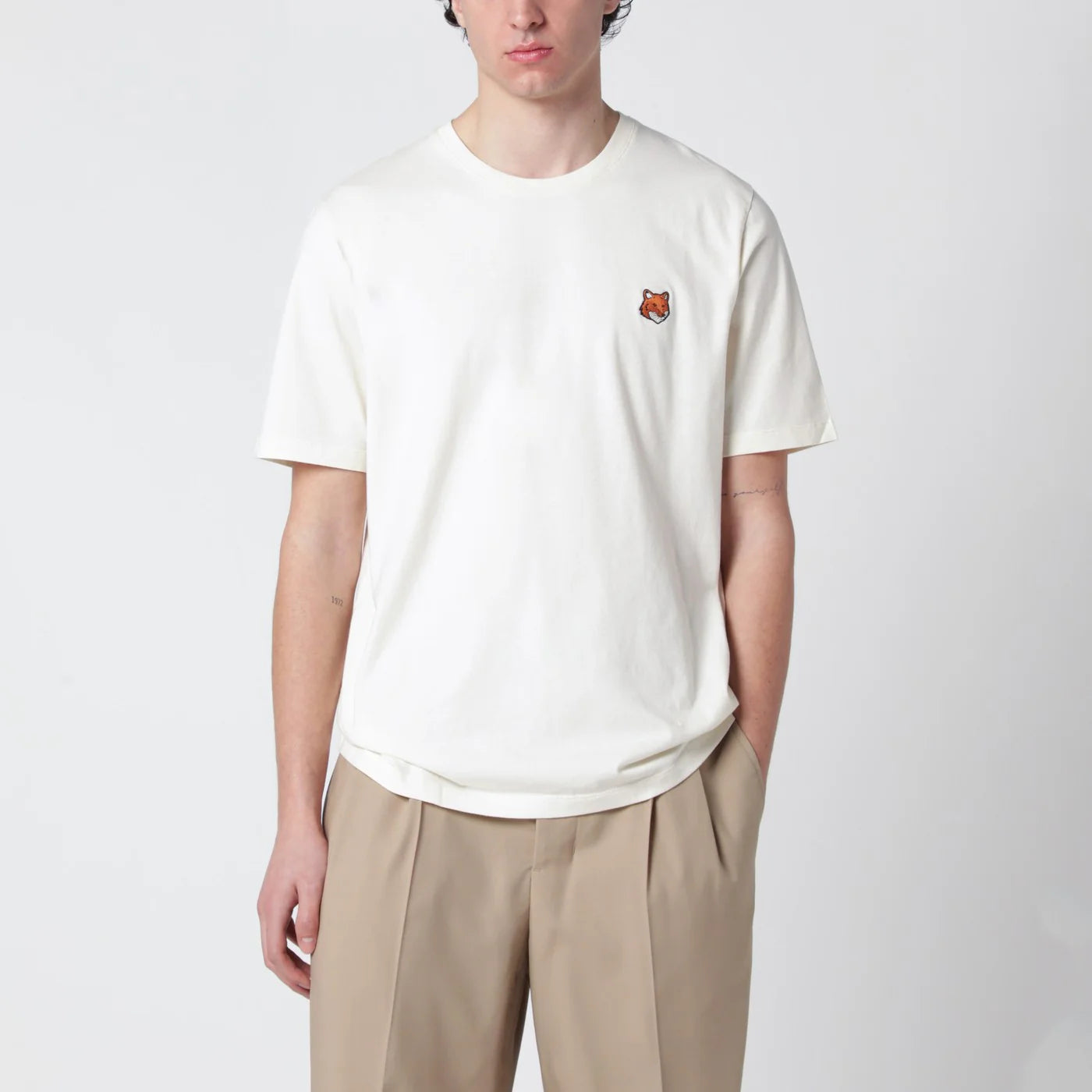 Maison Kitsuné Beige Fox Head Regular-Fit T-shirt