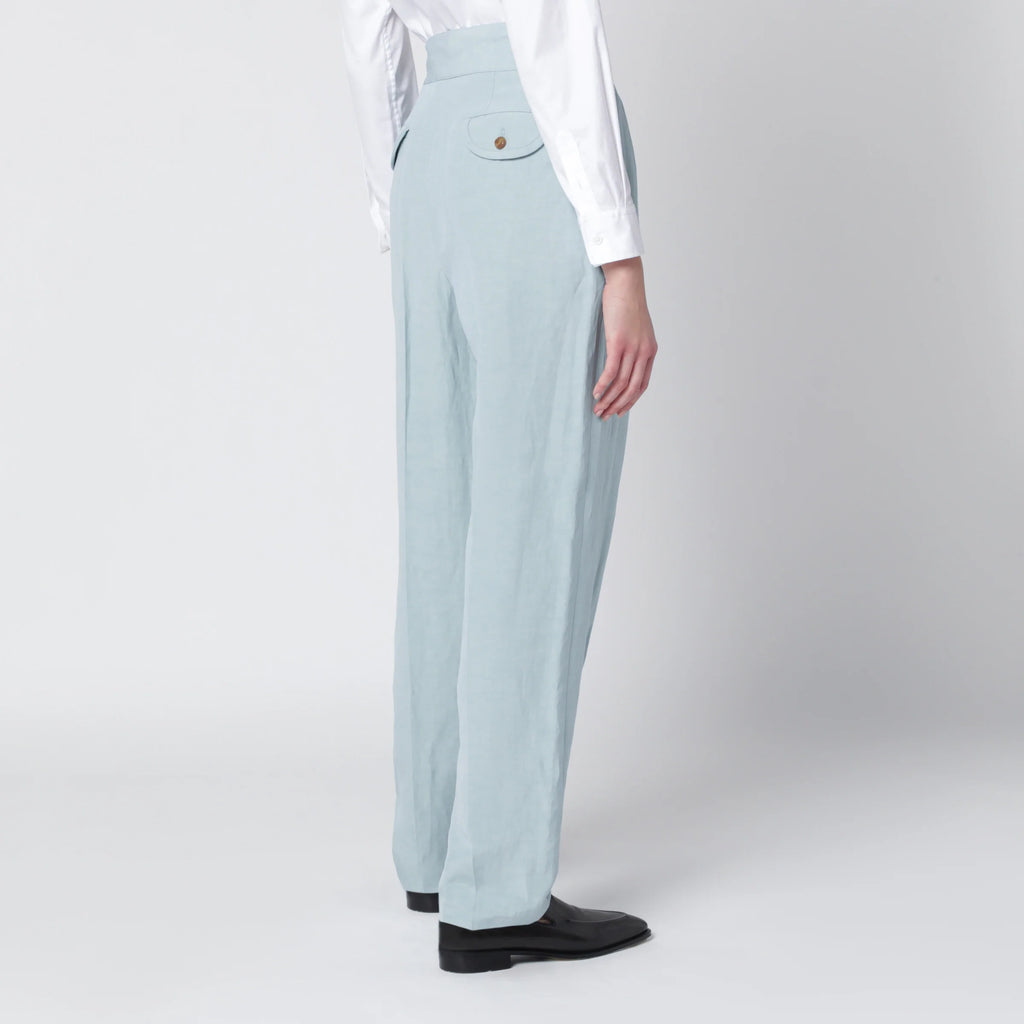 Blazé Milano Tomo light blue trousers in silk and linen