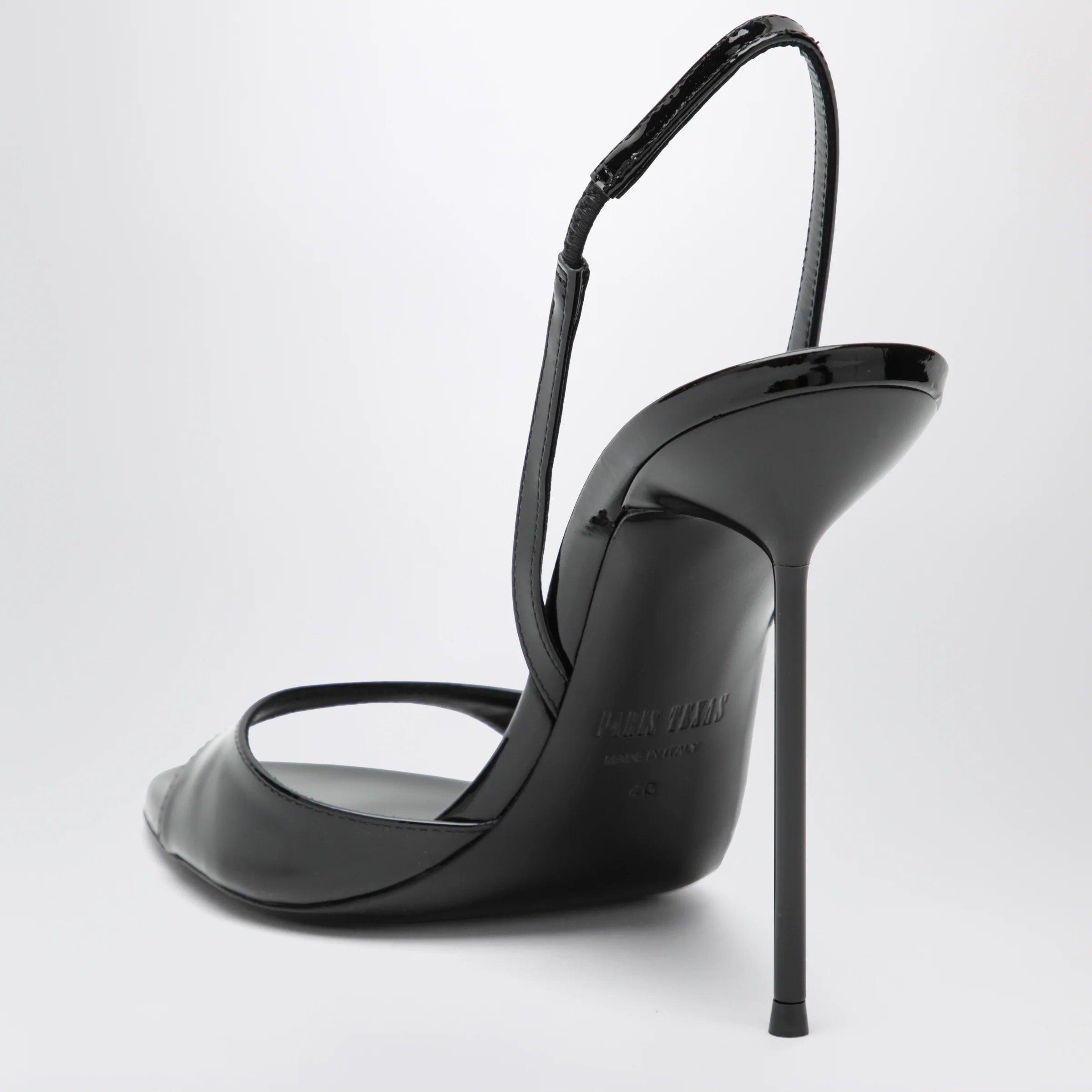 Paris Texas Black patent slingback sandals
