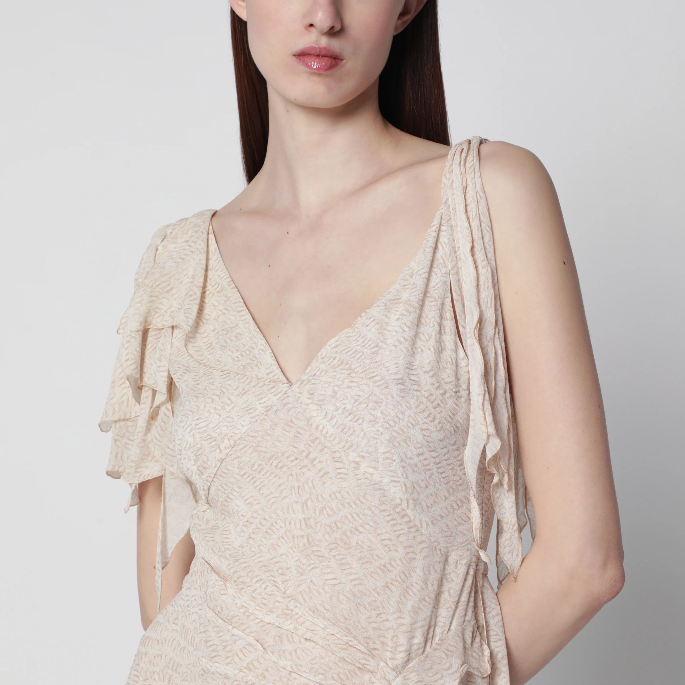 ISABEL MARANT Tylena asymmetric printed silk georgette dress in ecru