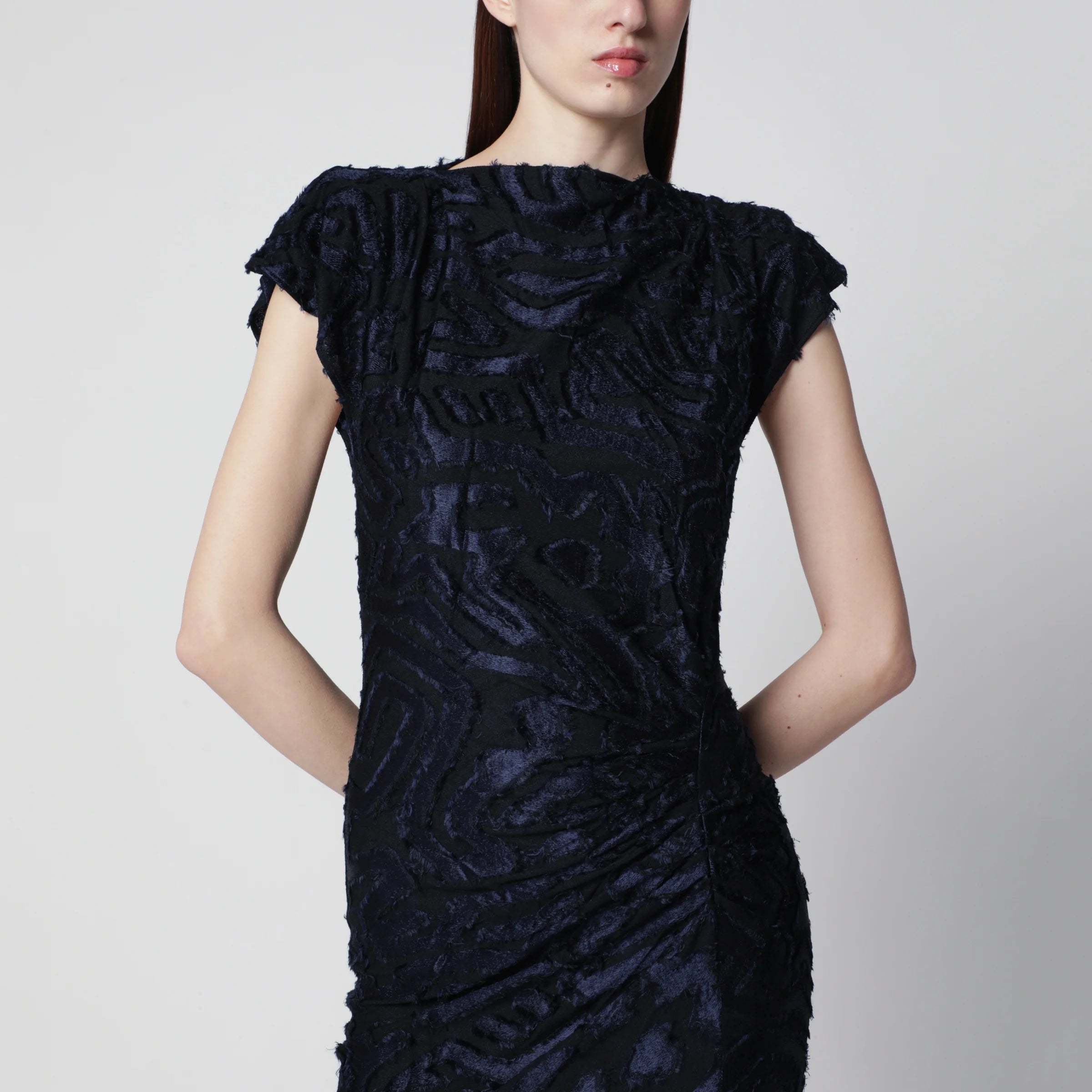 ISABEL MARANT Ladan long jacquard jersey dress in Faded Night