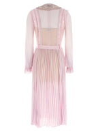 Self-Portrait Pink Pleated Georgette Midi Dresses