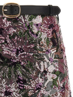 Self-Portrait Floral Sequin Mini Skirt