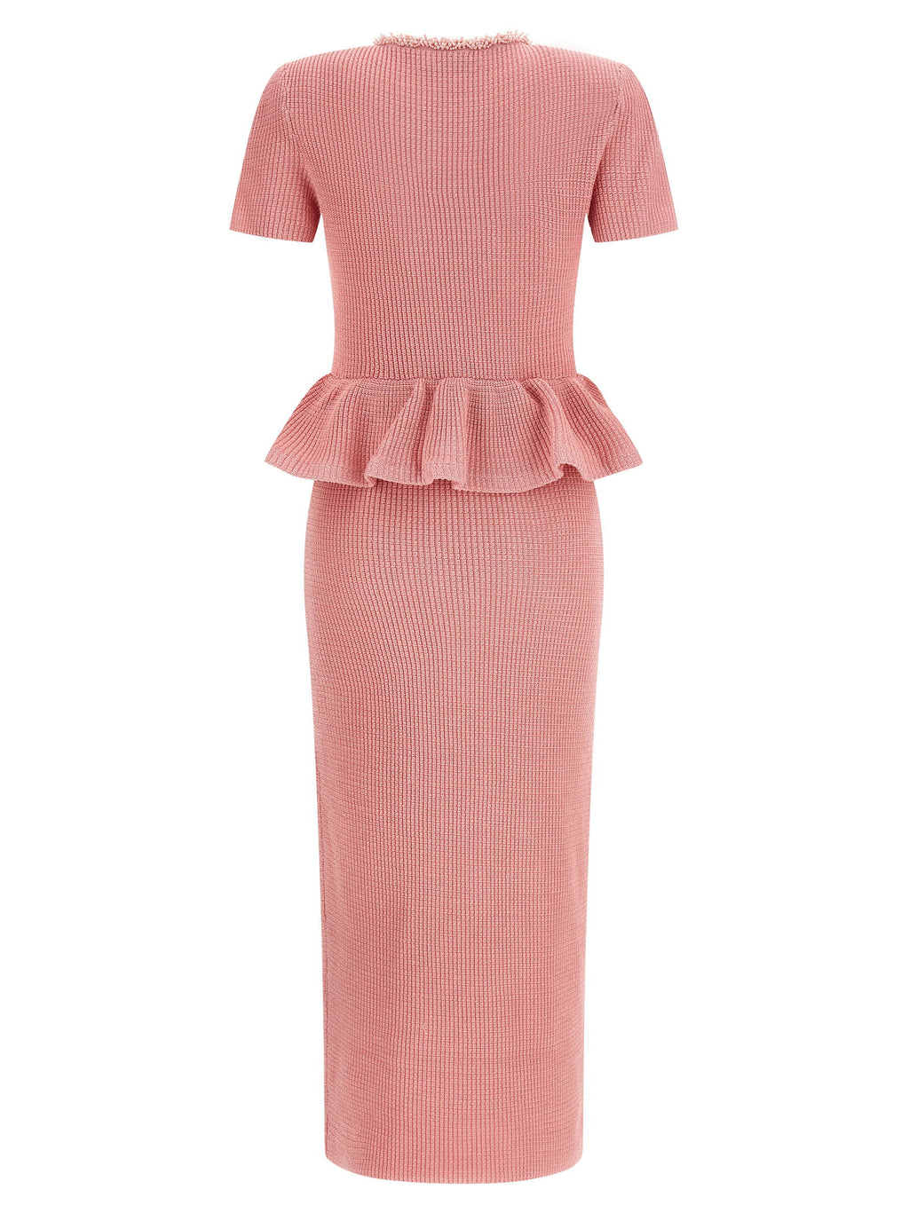 Self-Portrait Pink Peplum Knit Midi Dress