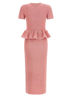 Self-Portrait Pink Peplum Knit Midi Dress