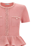 Self-Portrait Pink Peplum Knit Midi Dress