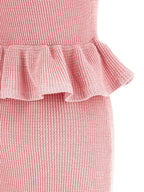 Self-Portrait Pink Peplum Knit Midi Dress