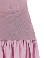 Self-Portrait Pink Cotton Draped Knit Midi Dress