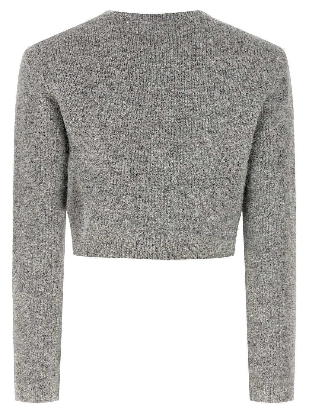 Self-Portrait Grey Fluffy Crystal Trim Cardigan