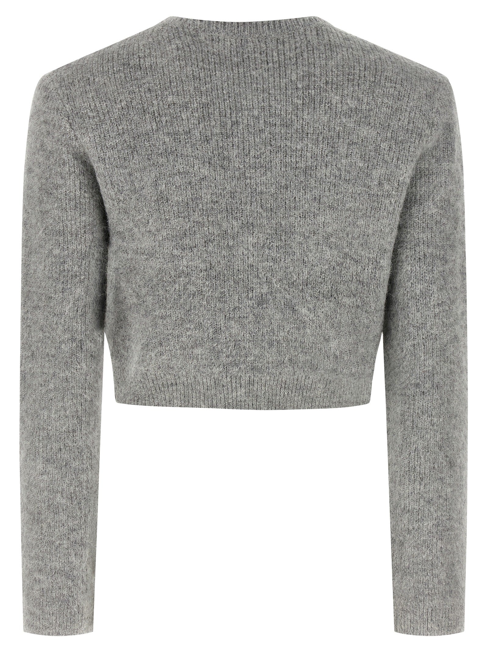 Self-Portrait Grey Fluffy Crystal Trim Cardigan