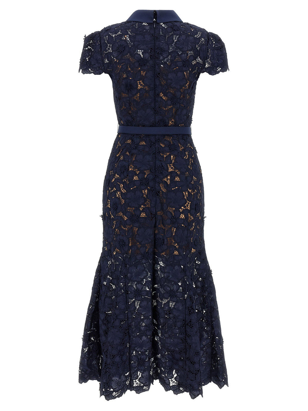 Self-Portrait Navy Guipure Lace Midi Dress