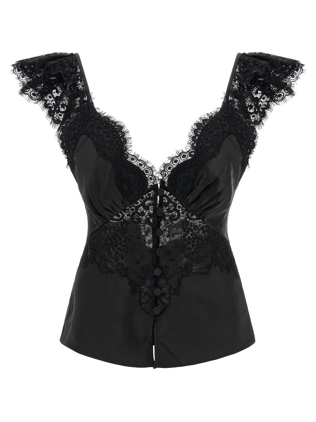 Self-Portrait Self Portrait Black Satin Lace Top