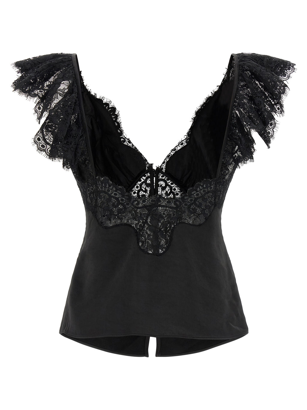 Self-Portrait Self Portrait Black Satin Lace Top
