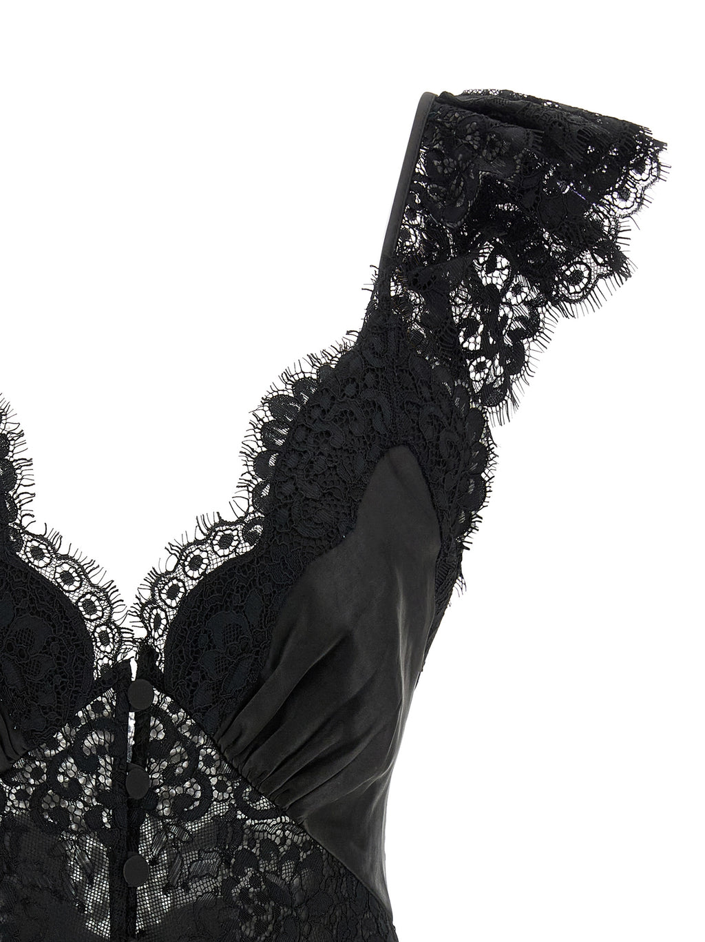 Self-Portrait Self Portrait Black Satin Lace Top