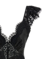 Self-Portrait Black Satin Lace Top