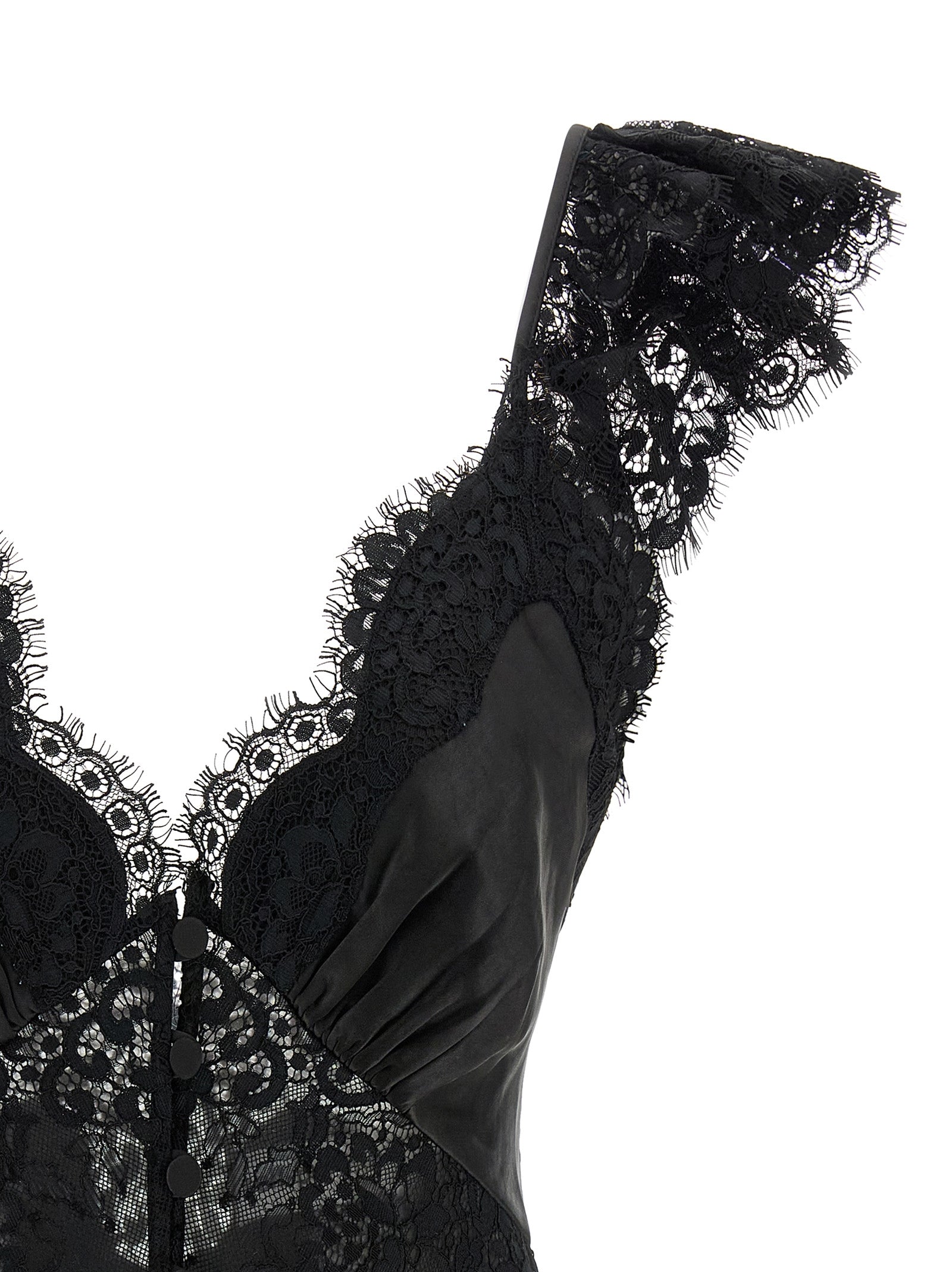 Self-Portrait Self Portrait Black Satin Lace Top
