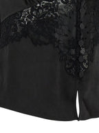 Self-Portrait Black Satin Lace Top