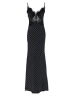 Self-Portrait Polka Dot Satin Lace Maxi Dress