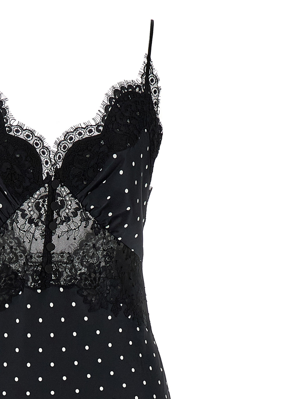 Self-Portrait Polka Dot Satin Lace Maxi Dress