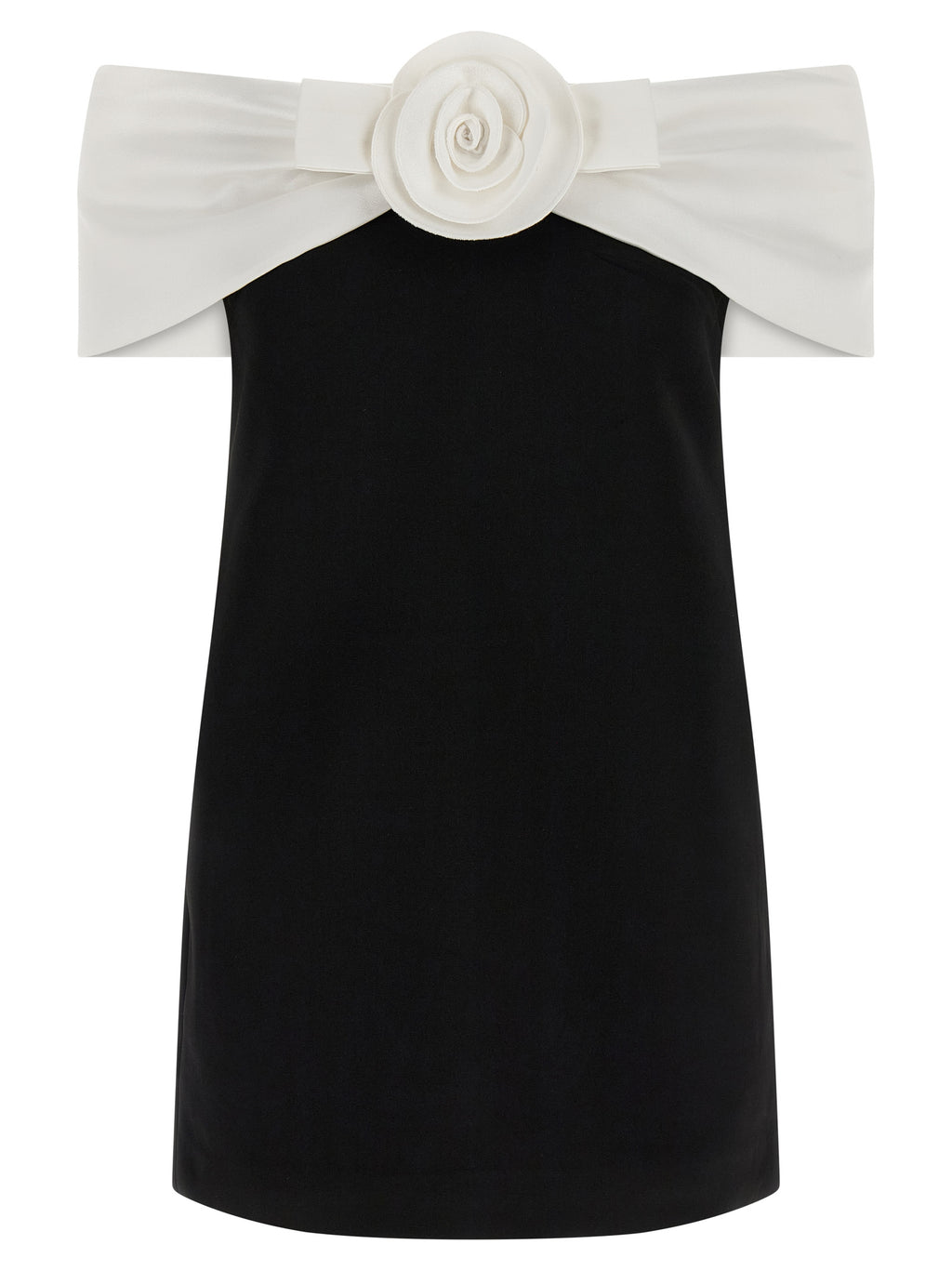 Self-Portrait Black Crêpe Flower Mini Dress