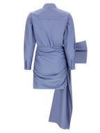Self-Portrait Blue Cotton Tie Side Mini Dress