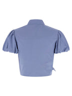 Self-Portrait Blue Cotton Tie Side Top