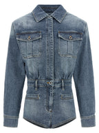 Self-Portrait Rhinestone Denim Jumpsuit