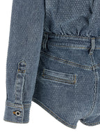 Self-Portrait Rhinestone Denim Jumpsuit
