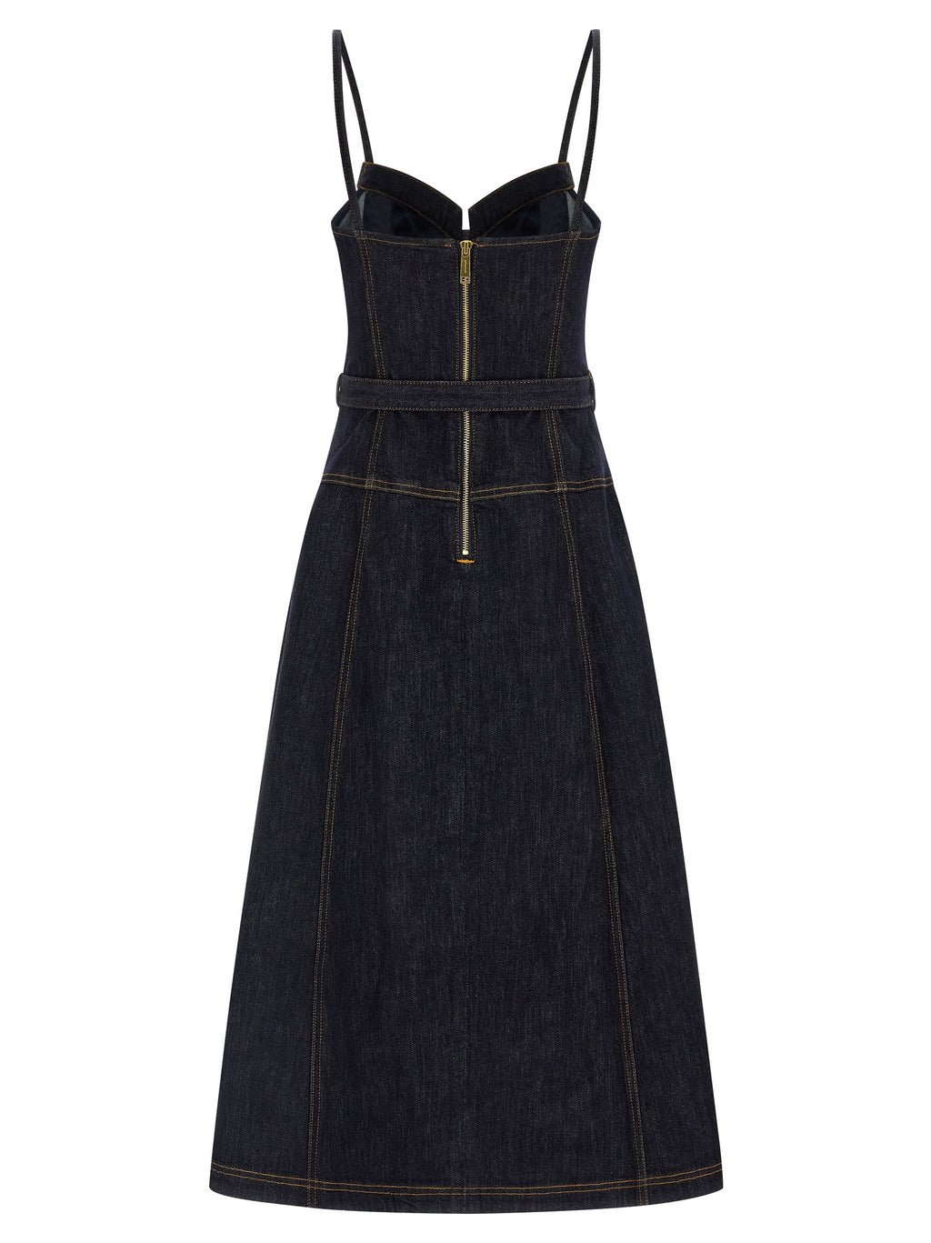 Self-Portrait Indigo Denim Flared Midi Dress