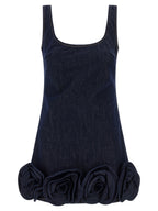 Self-Portrait Indigo Denim 3d Flower Mini Dress