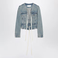 Maison Margiela Light blue cotton denim jacket with V-neck
