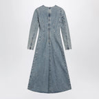 Maison Margiela Cup-shoulder denim midi dress in ice blue