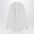 Maison Margiela Deep V-neck cotton poplin shirt in white