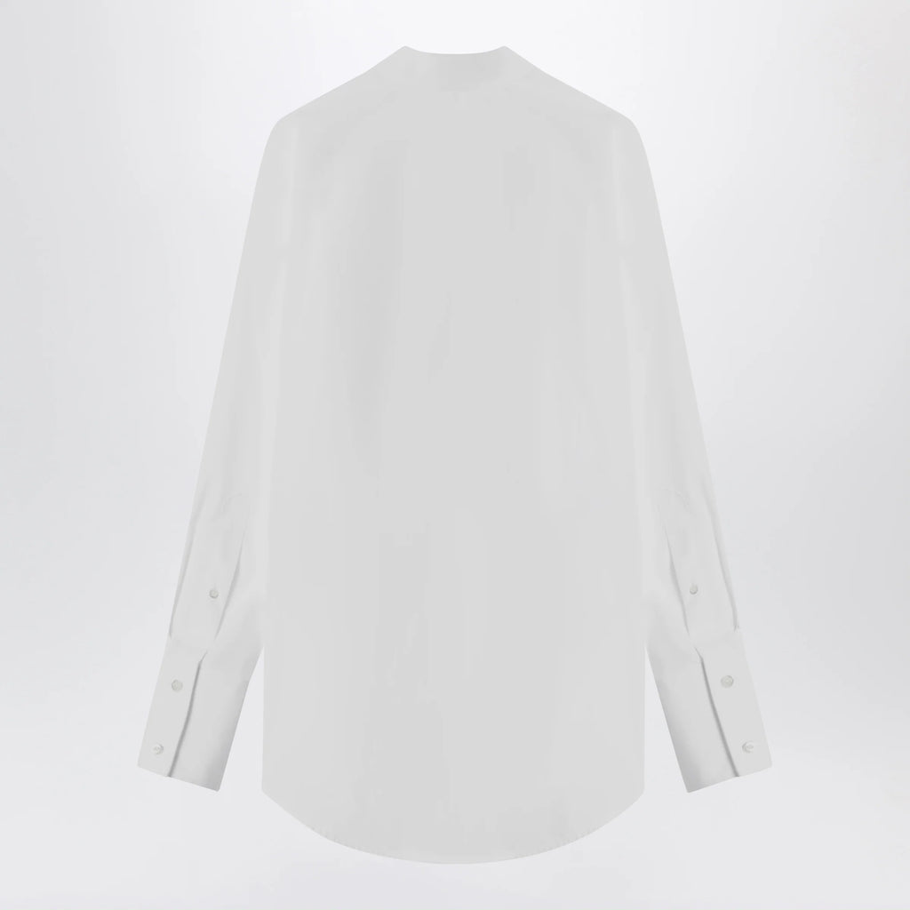 Maison Margiela Deep V-neck cotton poplin shirt in white