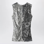 Maison Margiela Floral sequin sleeveless top in ice blue