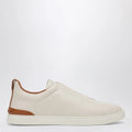 ZEGNA White leather Triple Stitch Sneakers