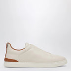 ZEGNA White leather Triple Stitch Sneakers