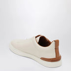 ZEGNA White leather Triple Stitch Sneakers