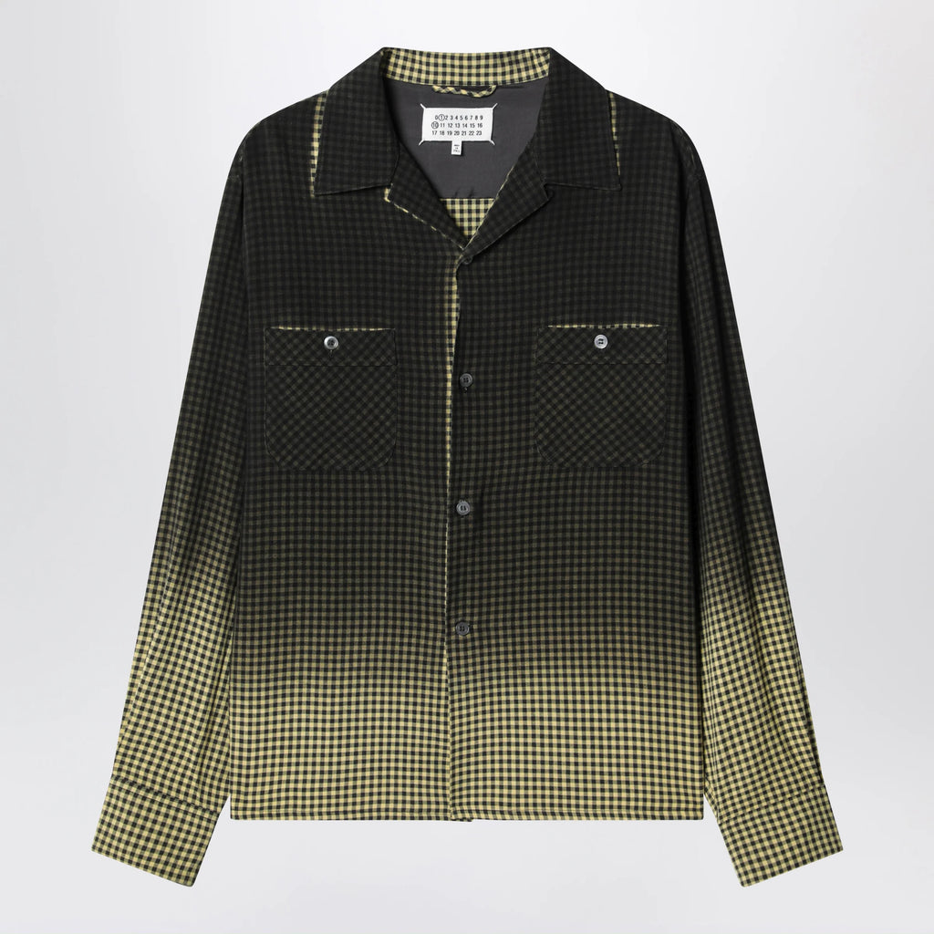 Maison Margiela Gradient check viscose shirt in yellow and black