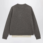 Maison Margiela Crewneck lambswool sweater in mud and ecru