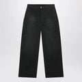 Maison Margiela Double-dyed work trousers in black cotton with spots