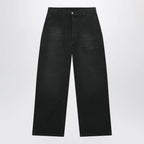 Maison Margiela Double-dyed work trousers in black cotton with spots