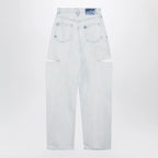 Maison Margiela Blue Faded Cotton Jeans with Cut-Out Details