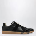 Maison Margiela Replica paint-splattered calfskin and suede sneakers, black