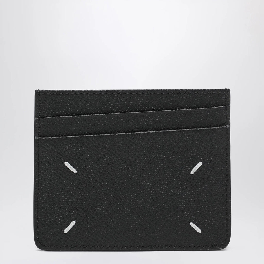 Maison Margiela Four Stitches Card Holder in Black Calf Leather